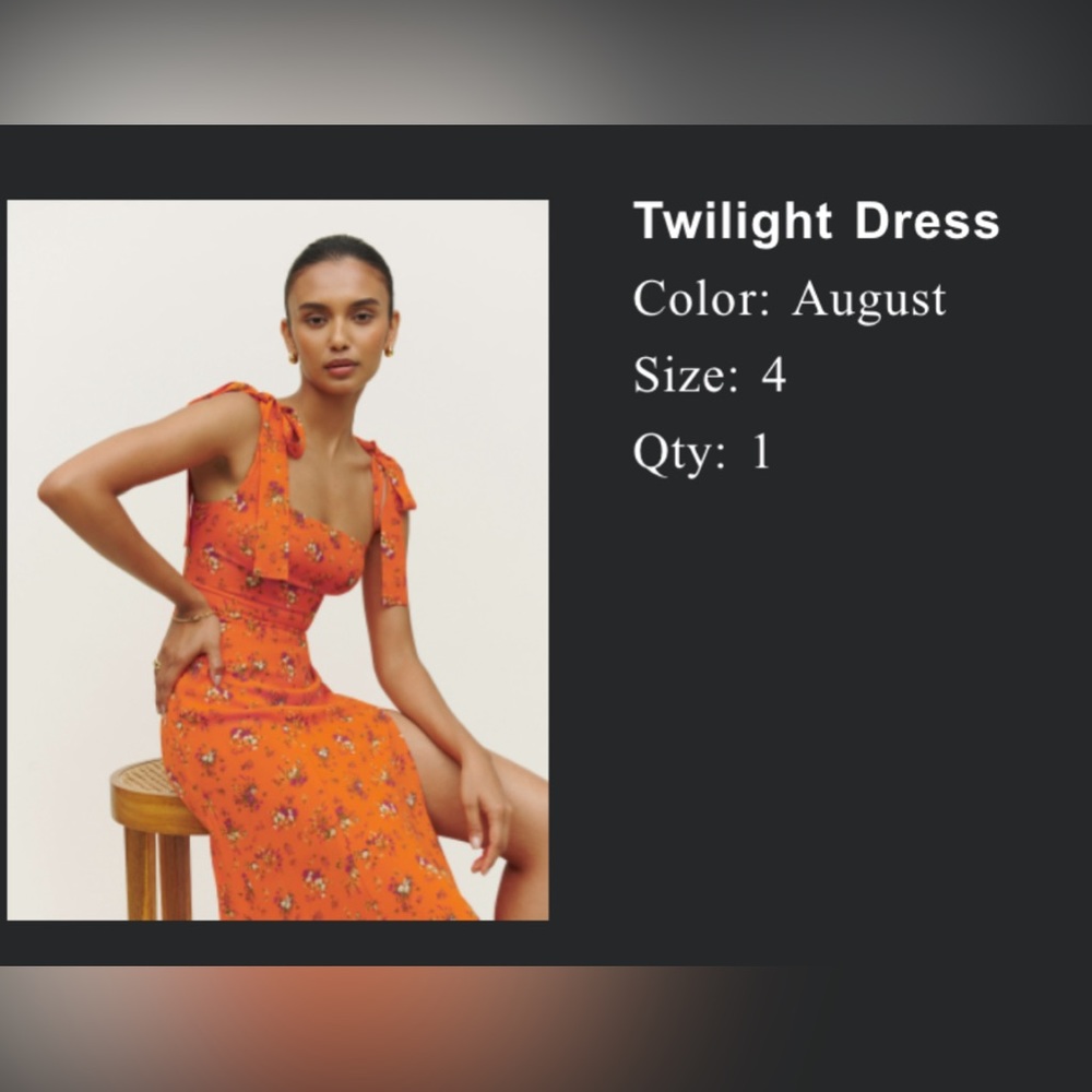 Reformation Twilight Dress in color “August”. Size 4.